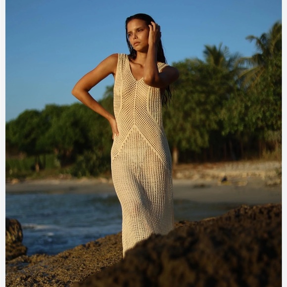 Maeve Dresses & Skirts - NWT Maeve by Anthropologie Crochet Maxi Dress Beach Cover Up - Neutral - OSFA